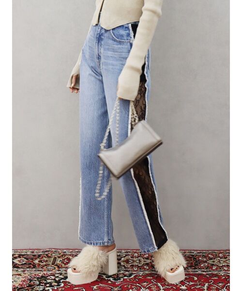 EVRIS(エヴリス)の「サイドレースドッキングデニムパンツ(デニムパンツ・レディース・ライトブルー/ブラック・MEDIUM/SMALL)」の11枚目の写真