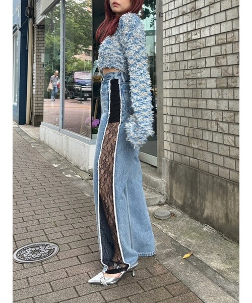 EVRIS(エヴリス)の「サイドレースドッキングデニムパンツ(デニムパンツ・レディース・ライトブルー/ブラック・MEDIUM/SMALL)」の4枚目の写真