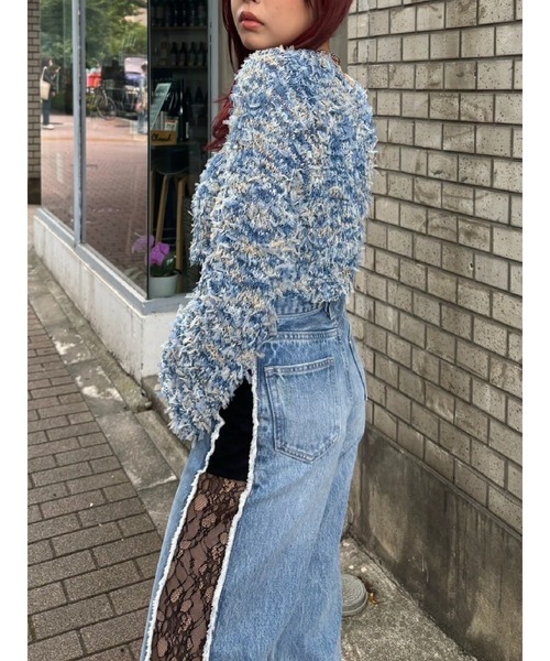 EVRIS(エヴリス)の「サイドレースドッキングデニムパンツ(デニムパンツ・レディース・ライトブルー/ブラック・MEDIUM/SMALL)」の5枚目の写真