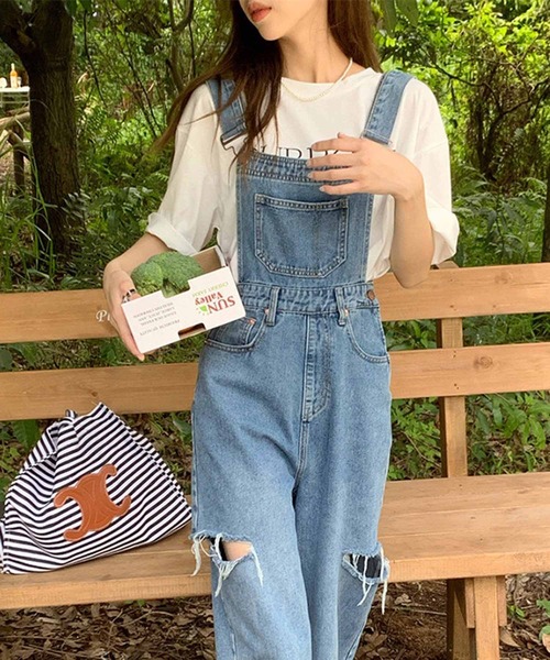 NANEA(ナネア)の「ダメージデニムデニムサロペット(サロペット/オーバーオール・レディース・ブルー・SMALL/MEDIUM/LARGE)」の13枚目の写真