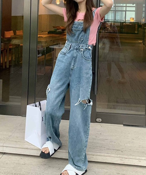 NANEA(ナネア)の「ダメージデニムデニムサロペット(サロペット/オーバーオール・レディース・ブルー・SMALL/MEDIUM/LARGE)」の9枚目の写真