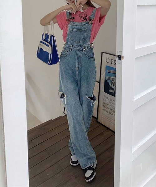 NANEA(ナネア)の「ダメージデニムデニムサロペット(サロペット/オーバーオール・レディース・ブルー・SMALL/MEDIUM/LARGE)」の4枚目の写真
