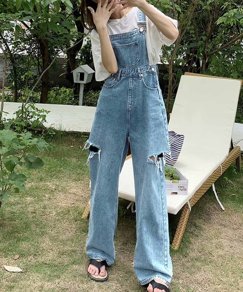 NANEA(ナネア)の「ダメージデニムデニムサロペット(サロペット/オーバーオール・レディース・ブルー・SMALL/MEDIUM/LARGE)」の12枚目の写真