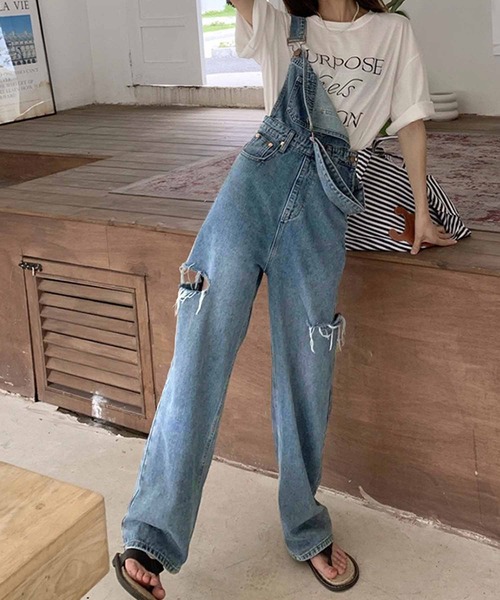 NANEA(ナネア)の「ダメージデニムデニムサロペット(サロペット/オーバーオール・レディース・ブルー・SMALL/MEDIUM/LARGE)」の7枚目の写真