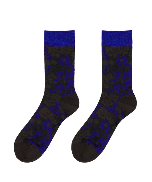 JNBY（ジェーエヌビーワイ）の「Retro Floral-jacquard Sheer Stretch-nylon Socks（ソックス/靴下・レディース・イエロー系その他3/ブルー系その他4/ブラック・ONE SIZE）」の3枚目の写真