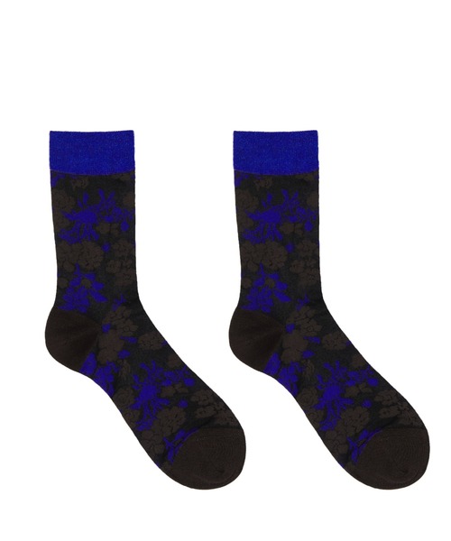 JNBY（ジェーエヌビーワイ）の「Retro Floral-jacquard Sheer Stretch-nylon Socks（ソックス/靴下・レディース・イエロー系その他3/ブルー系その他4/ブラック・ONE SIZE）」の11枚目の写真