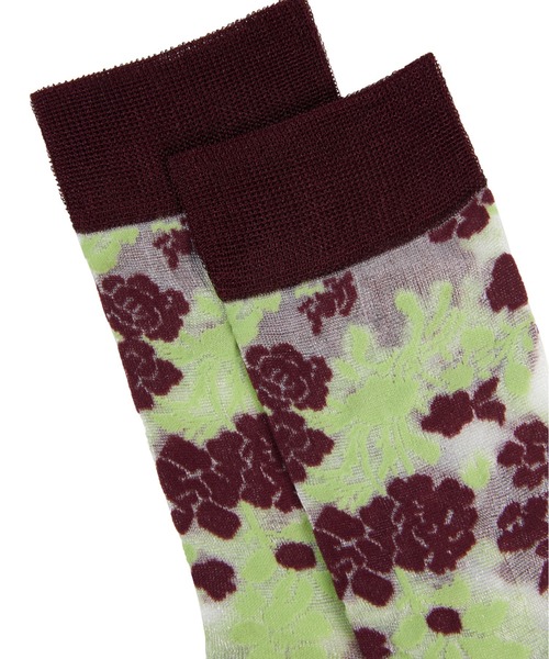 JNBY（ジェーエヌビーワイ）の「Retro Floral-jacquard Sheer Stretch-nylon Socks（ソックス/靴下・レディース・イエロー系その他3/ブルー系その他4/ブラック・ONE SIZE）」の17枚目の写真