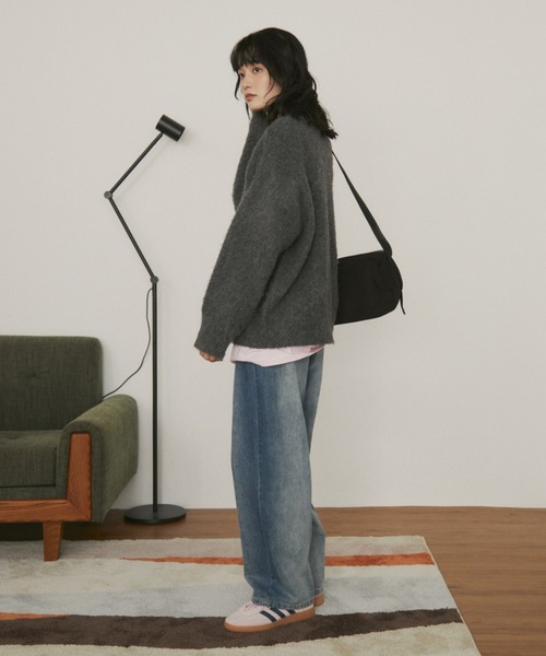 MERLOT（メルロー）の「サイドダメージワイドデニム（デニムパンツ・レディース・ブルー/ブラック・S/FREE）」の8枚目の写真