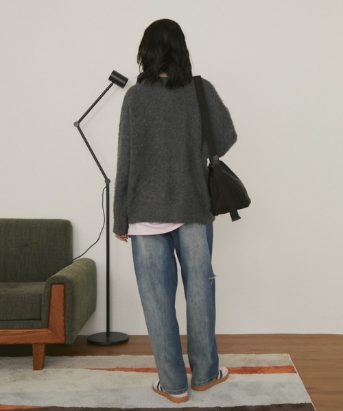 MERLOT（メルロー）の「サイドダメージワイドデニム（デニムパンツ・レディース・ブルー/ブラック・S/FREE）」の9枚目の写真