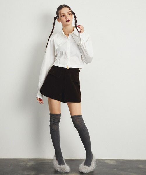 uyu.(ウユ)の「ショート丈フロントボタンシャツ【uyu./ウユ】(シャツ/ブラウス・レディース・ブルー/ホワイト・FREE)」の18枚目の写真