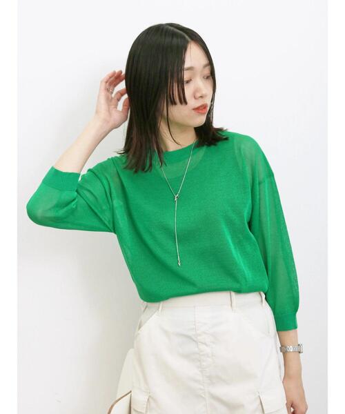 Samansa Mos2 blue（サマンサモスモスブルー）の「◎シアーニットプルオーバー（ニット/セーター・レディース・ブラック/グレー/グリーン・F）」の3枚目の写真