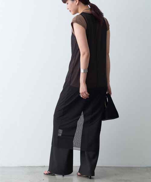 【きゃらら】コラージュガリャルダガランテ　24ss チュールワンピース 黒 GALLARDAGALANTE（ガリャルダガランテ）の「チュールラッフル