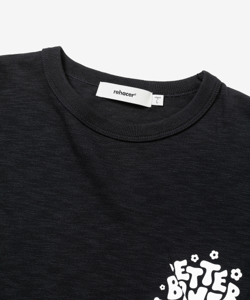 rehacer(レアセル)の「rehacer : Slant Logo Slab CS / スラント ロゴ スラブカットソー(Tシャツ/カットソー・メンズ・ホワイト/ネイビー/ブラック・MEDIUM/LARGE/SMALL)」の6枚目の写真