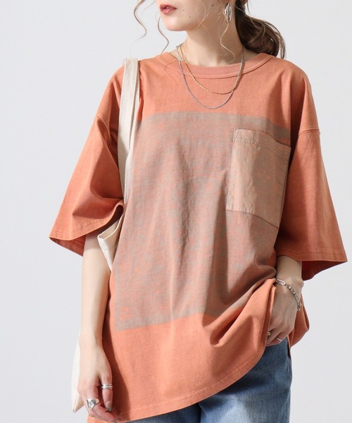 KRIFF MAYER（クリフメイヤー）の「Pigmented bandana pocket short sleeve T-shirt / ピグメント加工バンダナポケット半袖Tシャツ unisex（Tシャツ/カットソー・メンズ・オフホワイト/ライトグリーン/チャコール/オレンジ/ラベンダー・M/L/XL）」の5枚目の写真