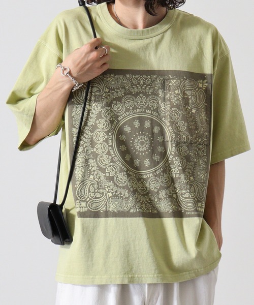 KRIFF MAYER（クリフメイヤー）の「Pigmented bandana pocket short sleeve T-shirt / ピグメント加工バンダナポケット半袖Tシャツ unisex（Tシャツ/カットソー・メンズ・オフホワイト/ライトグリーン/チャコール/オレンジ/ラベンダー・M/L/XL）」の12枚目の写真