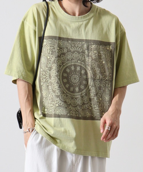 KRIFF MAYER（クリフメイヤー）の「Pigmented bandana pocket short sleeve T-shirt / ピグメント加工バンダナポケット半袖Tシャツ unisex（Tシャツ/カットソー・メンズ・オフホワイト/ライトグリーン/チャコール/オレンジ/ラベンダー・M/L/XL）」の13枚目の写真