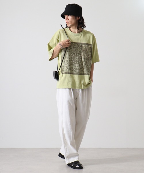 KRIFF MAYER（クリフメイヤー）の「Pigmented bandana pocket short sleeve T-shirt / ピグメント加工バンダナポケット半袖Tシャツ unisex（Tシャツ/カットソー・メンズ・オフホワイト/ライトグリーン/チャコール/オレンジ/ラベンダー・M/L/XL）」の15枚目の写真
