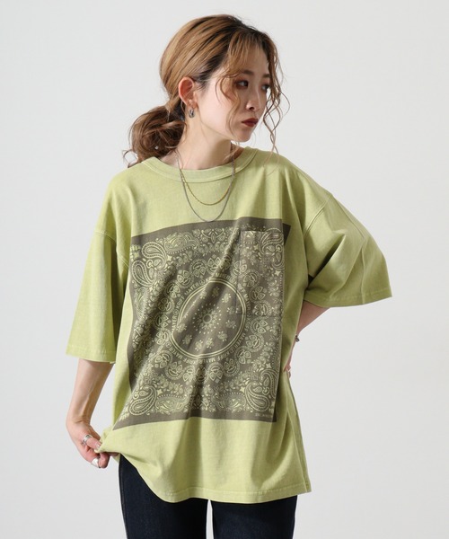 KRIFF MAYER（クリフメイヤー）の「Pigmented bandana pocket short sleeve T-shirt / ピグメント加工バンダナポケット半袖Tシャツ unisex（Tシャツ/カットソー・メンズ・オフホワイト/ライトグリーン/チャコール/オレンジ/ラベンダー・M/L/XL）」の22枚目の写真