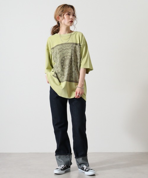 KRIFF MAYER（クリフメイヤー）の「Pigmented bandana pocket short sleeve T-shirt / ピグメント加工バンダナポケット半袖Tシャツ unisex（Tシャツ/カットソー・メンズ・オフホワイト/ライトグリーン/チャコール/オレンジ/ラベンダー・M/L/XL）」の20枚目の写真