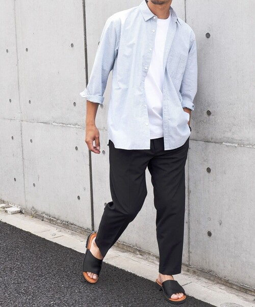 SHIPS any（シップス エニィ）の「SHIPS any: 〈洗濯機可能〉コットン / リネン ブルー ストライプ 7分袖 レギュラー シャツ◇（シャツ/ブラウス・メンズ・ライトブルー/ダークグレー/コバルトブルー/ダークブルー・SMALL/MEDIUM/LARGE/X-LARGE）」の5枚目の写真