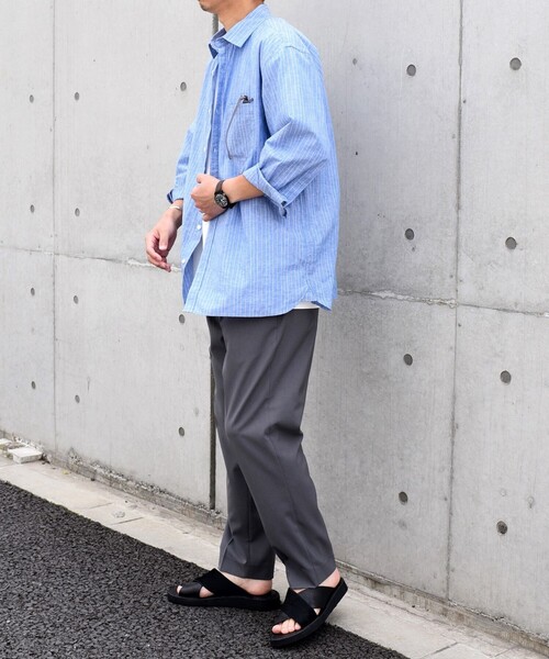 SHIPS any（シップス エニィ）の「SHIPS any: 〈洗濯機可能〉コットン / リネン ブルー ストライプ 7分袖 レギュラー シャツ◇（シャツ/ブラウス・メンズ・ライトブルー/ダークグレー/コバルトブルー/ダークブルー・SMALL/MEDIUM/LARGE/X-LARGE）」の9枚目の写真