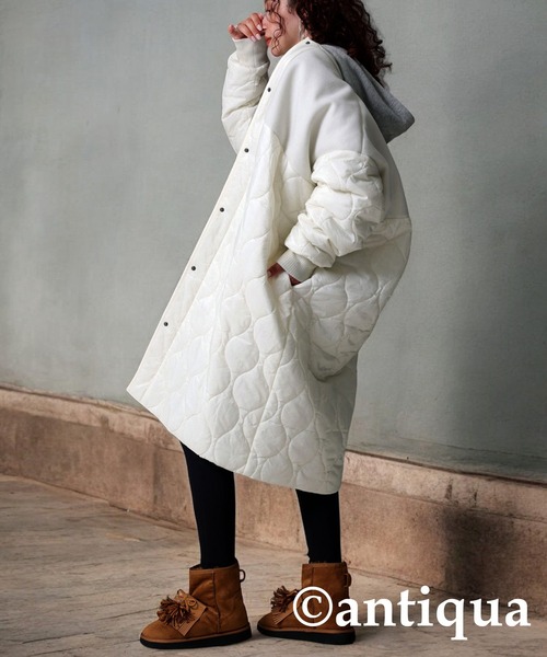 ドッキングロングコート（ノーカラーコート）｜antiqua（アンティカ）