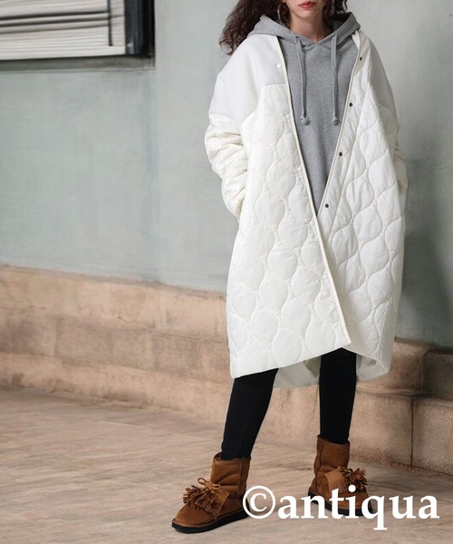 ドッキングロングコート（ノーカラーコート）｜antiqua（アンティカ）