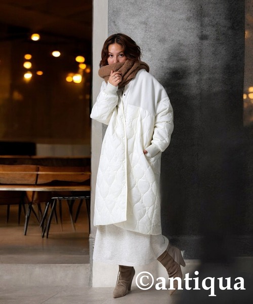 ドッキングロングコート（ノーカラーコート）｜antiqua（アンティカ）