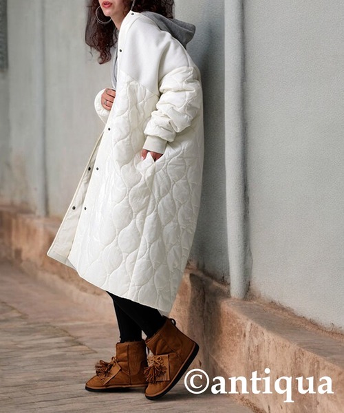 ドッキングロングコート（ノーカラーコート）｜antiqua（アンティカ）