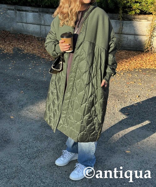 ドッキングロングコート（ノーカラーコート）｜antiqua（アンティカ）
