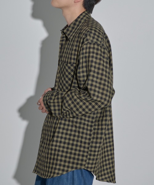 MERLOT（メルロー）の「シアーチェックシャツ（シャツ/ブラウス・メンズ・ブラック/イエロー・FREE）」の2枚目の写真