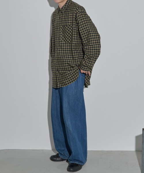 MERLOT（メルロー）の「シアーチェックシャツ（シャツ/ブラウス・メンズ・ブラック/イエロー・FREE）」の8枚目の写真