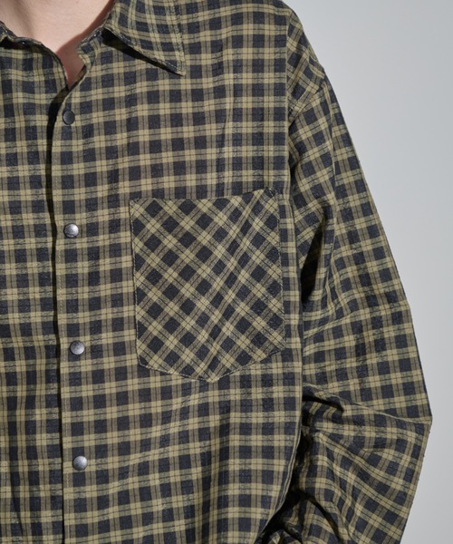 MERLOT（メルロー）の「シアーチェックシャツ（シャツ/ブラウス・メンズ・ブラック/イエロー・FREE）」の13枚目の写真