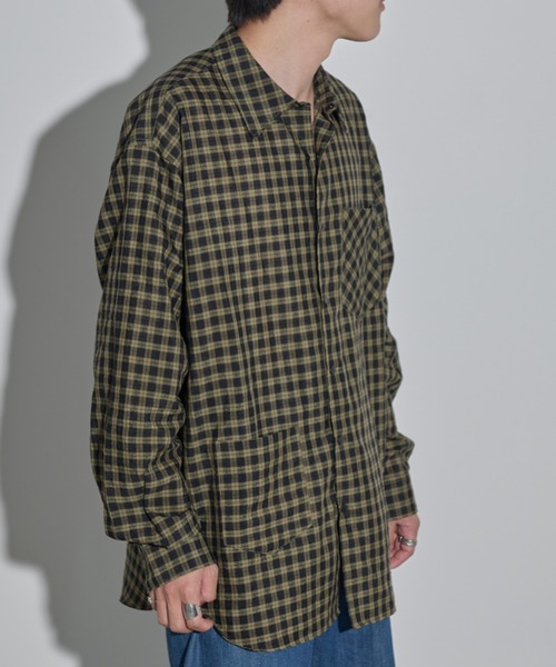 MERLOT（メルロー）の「シアーチェックシャツ（シャツ/ブラウス・メンズ・ブラック/イエロー・FREE）」の4枚目の写真