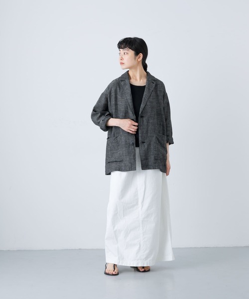 かぐれ（カグレ）の「リネンテーラードジャケット（テーラードジャケット・レディース・グレー系その他/ブラック系その他・FREE）」の8枚目の写真