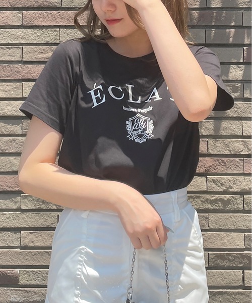 one way（ワンウェイ）の「ガーリーロゴ刺繍Ｔシャツ（Tシャツ/カットソー・レディース・ブラック/ホワイト/ホワイト×ブルー/ライトベージュ・FREE）」の3枚目の写真