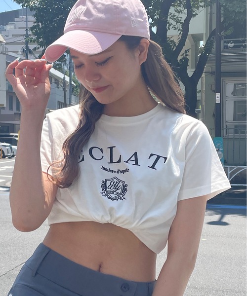 one way（ワンウェイ）の「ガーリーロゴ刺繍Ｔシャツ（Tシャツ/カットソー・レディース・ブラック/ホワイト/ホワイト×ブルー/ライトベージュ・FREE）」の6枚目の写真