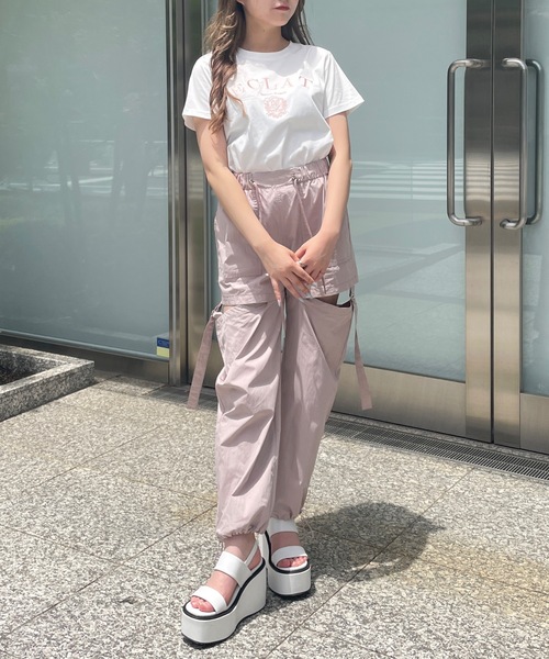 one way（ワンウェイ）の「ガーリーロゴ刺繍Ｔシャツ（Tシャツ/カットソー・レディース・ブラック/ホワイト/ホワイト×ブルー/ライトベージュ・FREE）」の19枚目の写真