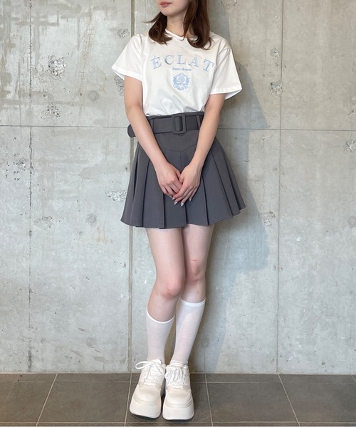 one way（ワンウェイ）の「ガーリーロゴ刺繍Ｔシャツ（Tシャツ/カットソー・レディース・ブラック/ホワイト/ホワイト×ブルー/ライトベージュ・FREE）」の18枚目の写真