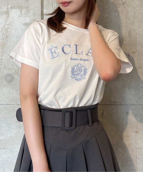 one way（ワンウェイ）の「ガーリーロゴ刺繍Ｔシャツ（Tシャツ/カットソー・レディース・ブラック/ホワイト/ホワイト×ブルー/ライトベージュ・FREE）」の13枚目の写真