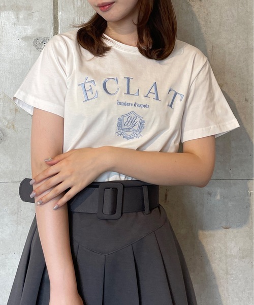 one way（ワンウェイ）の「ガーリーロゴ刺繍Ｔシャツ（Tシャツ/カットソー・レディース・ブラック/ホワイト/ホワイト×ブルー/ライトベージュ・FREE）」の14枚目の写真