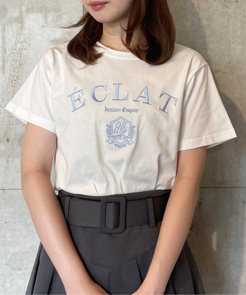 one way（ワンウェイ）の「ガーリーロゴ刺繍Ｔシャツ（Tシャツ/カットソー・レディース・ブラック/ホワイト/ホワイト×ブルー/ライトベージュ・FREE）」の15枚目の写真