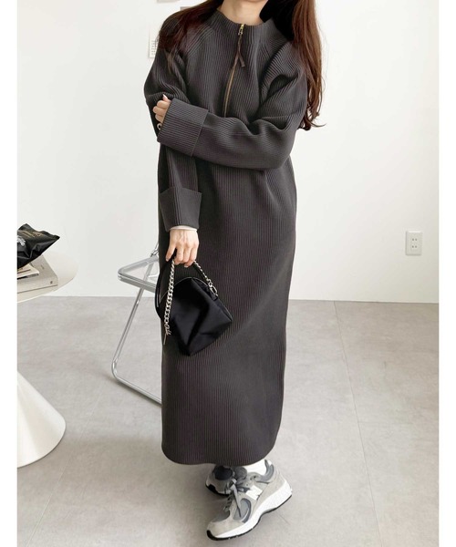 セール】【新色追加/S-LLサイズ】前後2WAYハーフジップニット