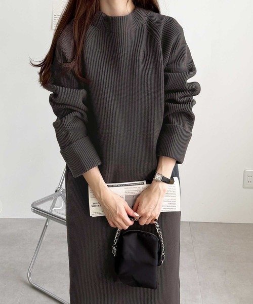 セール】【新色追加/S-LLサイズ】前後2WAYハーフジップニット