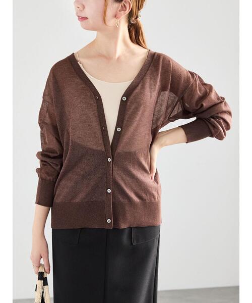 Te chichi(テチチ)の「シアーミドルVネックカーディガン(カーディガン/ボレロ・レディース・ピンク/ブラウン/グレー/ブラック・F)」の5枚目の写真