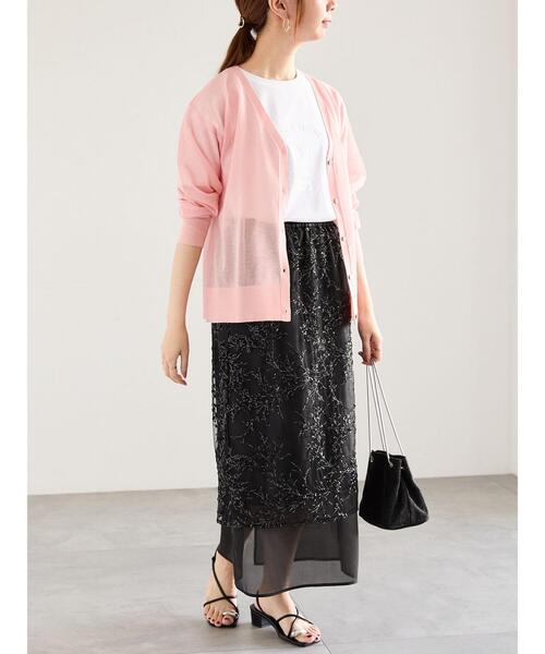 Te chichi(テチチ)の「シアーミドルVネックカーディガン(カーディガン/ボレロ・レディース・ピンク/ブラウン/グレー/ブラック・F)」の11枚目の写真