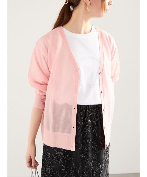 Te chichi(テチチ)の「シアーミドルVネックカーディガン(カーディガン/ボレロ・レディース・ピンク/ブラウン/グレー/ブラック・F)」の12枚目の写真