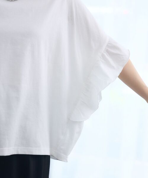 RETRO GIRL(レトロガール)の「フリルsleeve T-shirt(Tシャツ/カットソー・レディース・ブラック/チャコールグレー/オフホワイト・FREE)」の6枚目の写真