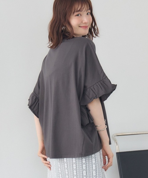 RETRO GIRL(レトロガール)の「フリルsleeve T-shirt(Tシャツ/カットソー・レディース・ブラック/チャコールグレー/オフホワイト・FREE)」の2枚目の写真