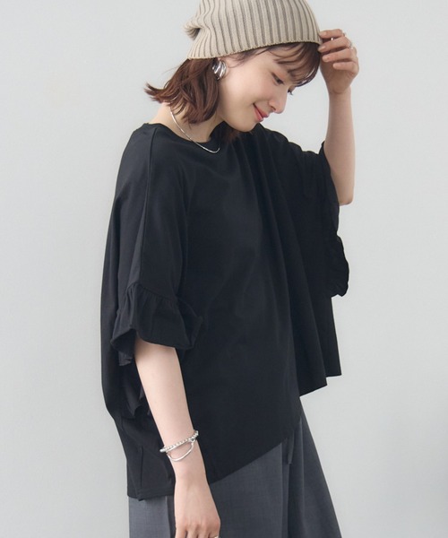 RETRO GIRL(レトロガール)の「フリルsleeve T-shirt(Tシャツ/カットソー・レディース・ブラック/チャコールグレー/オフホワイト・FREE)」の3枚目の写真